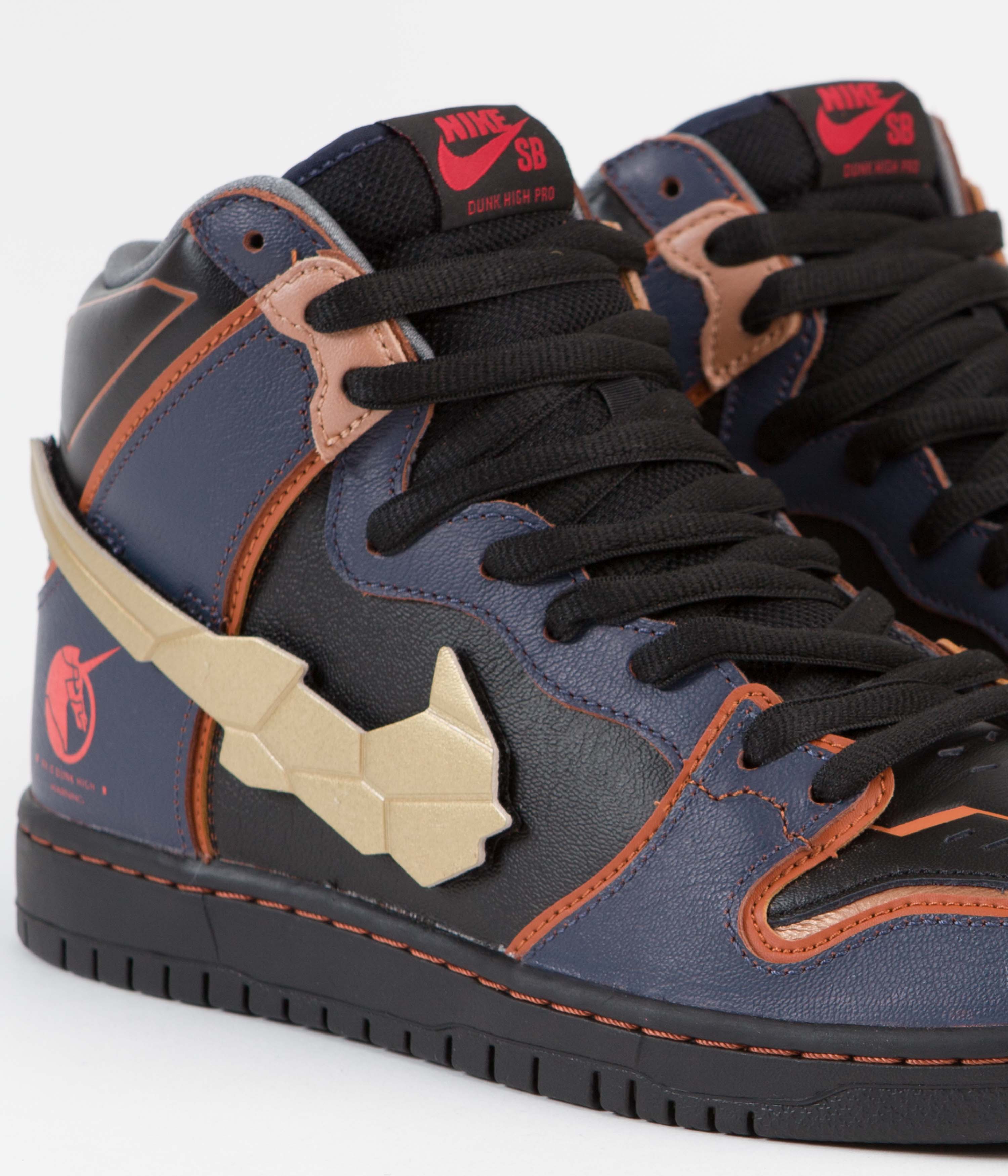 Nike SB Dunk High Pro 'Gundam' Shoes - Thunder Blue / Metallic Gold - Image 2