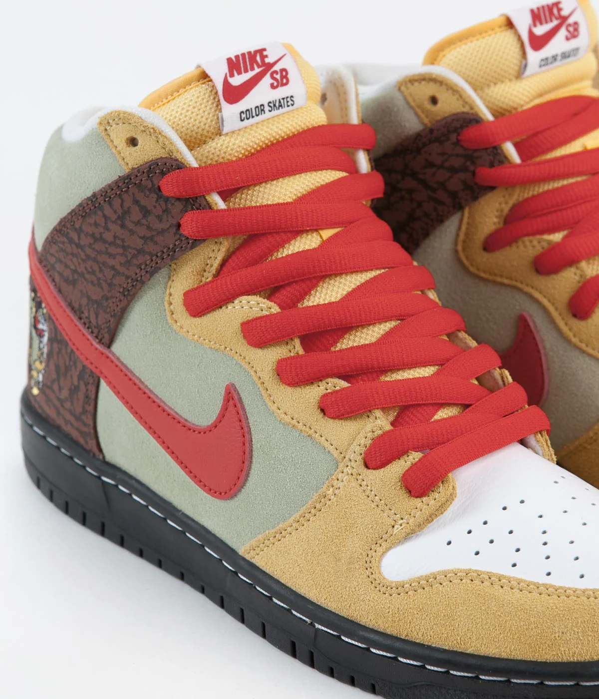 Nike SB Dunk High Pro 'Kebab and Destroy' Shoes - Topaz Gold / Chile Red - Fauna Brown - White - Black - Celadon - CS - Image 3
