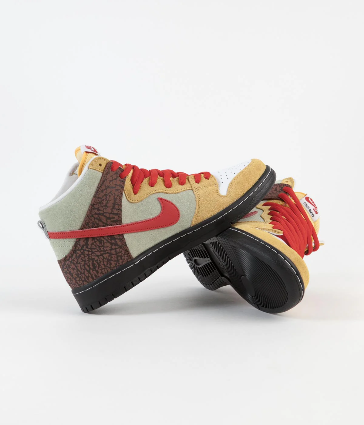 Nike SB Dunk High Pro 'Kebab and Destroy' Shoes - Topaz Gold / Chile Red - Fauna Brown - White - Black - Celadon - CS - Image 7