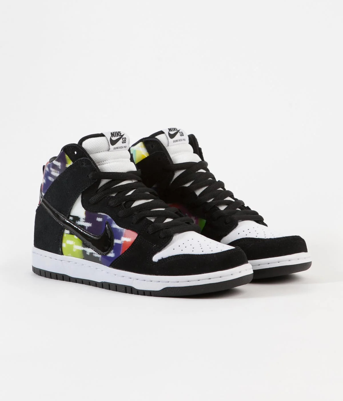 Nike SB Dunk High 'TV Signal' Shoes - White / Black - Infrared - Image 2