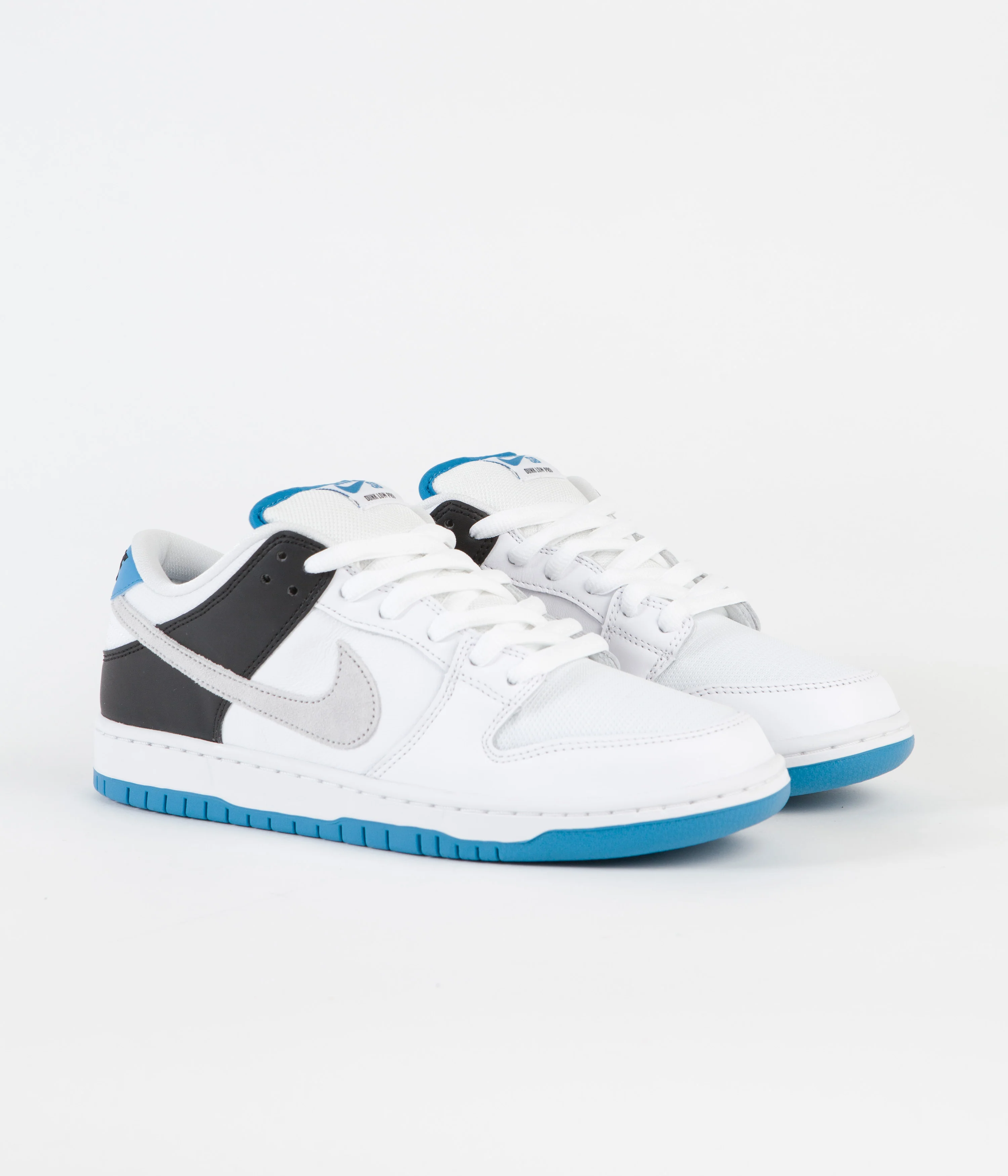 Nike SB Dunk Low Pro Shoes - White / Neutral Grey - Black - Laser Blue - Image 2