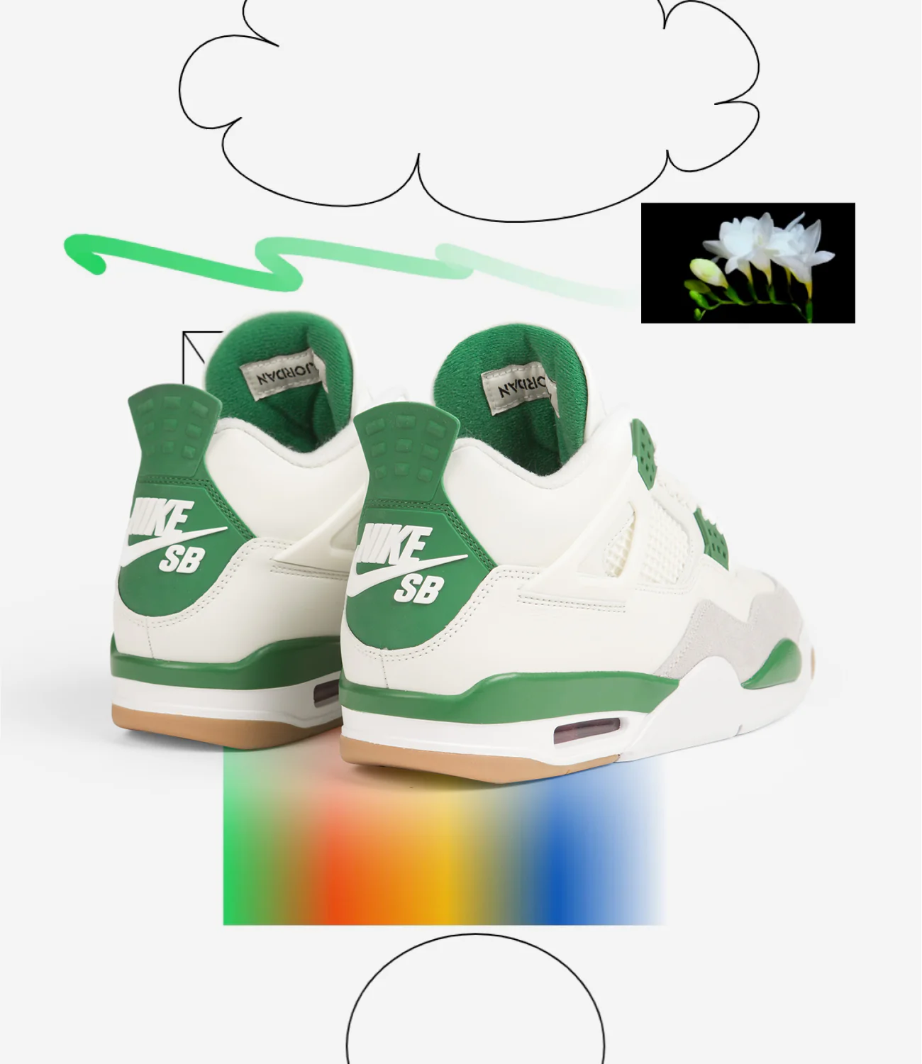 Nike SB x Air Jordan 4 Shoes - Sail / White - Pine Green - Neutral Grey - Image 5