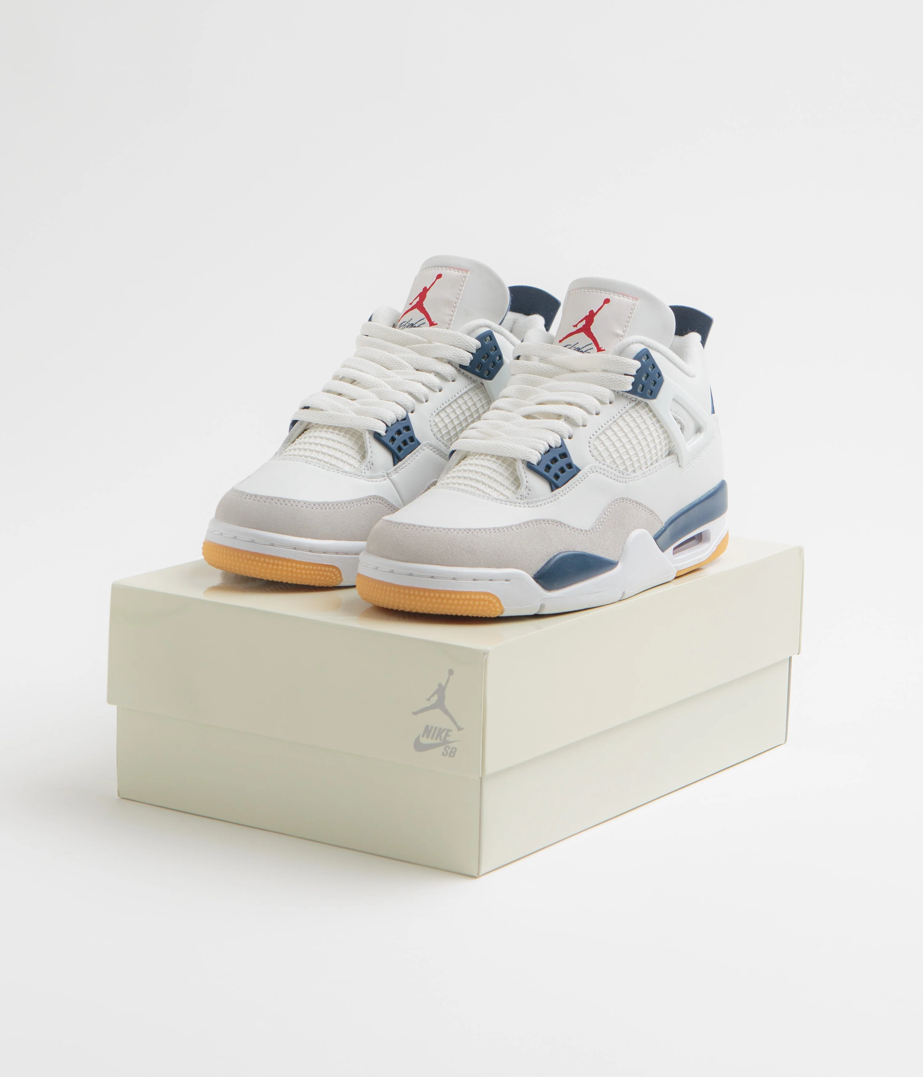 Nike SB x Air Jordan 4 Shoes - Summit White / White - Navy - Neutral Grey - Image 8