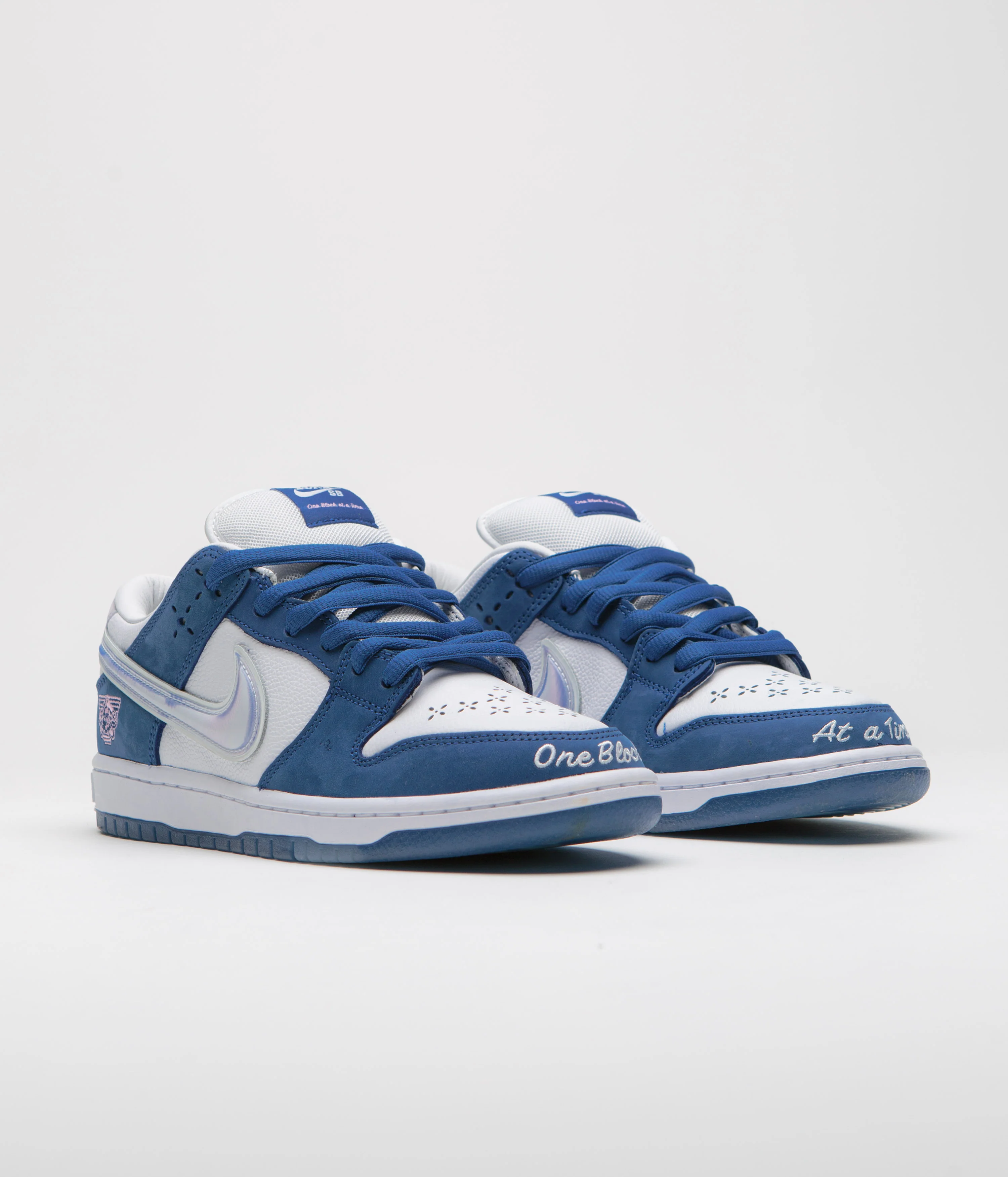 Nike SB x Born X Raised Dunk Low Pro Shoes - Deep Royal / White - Black - Image 2