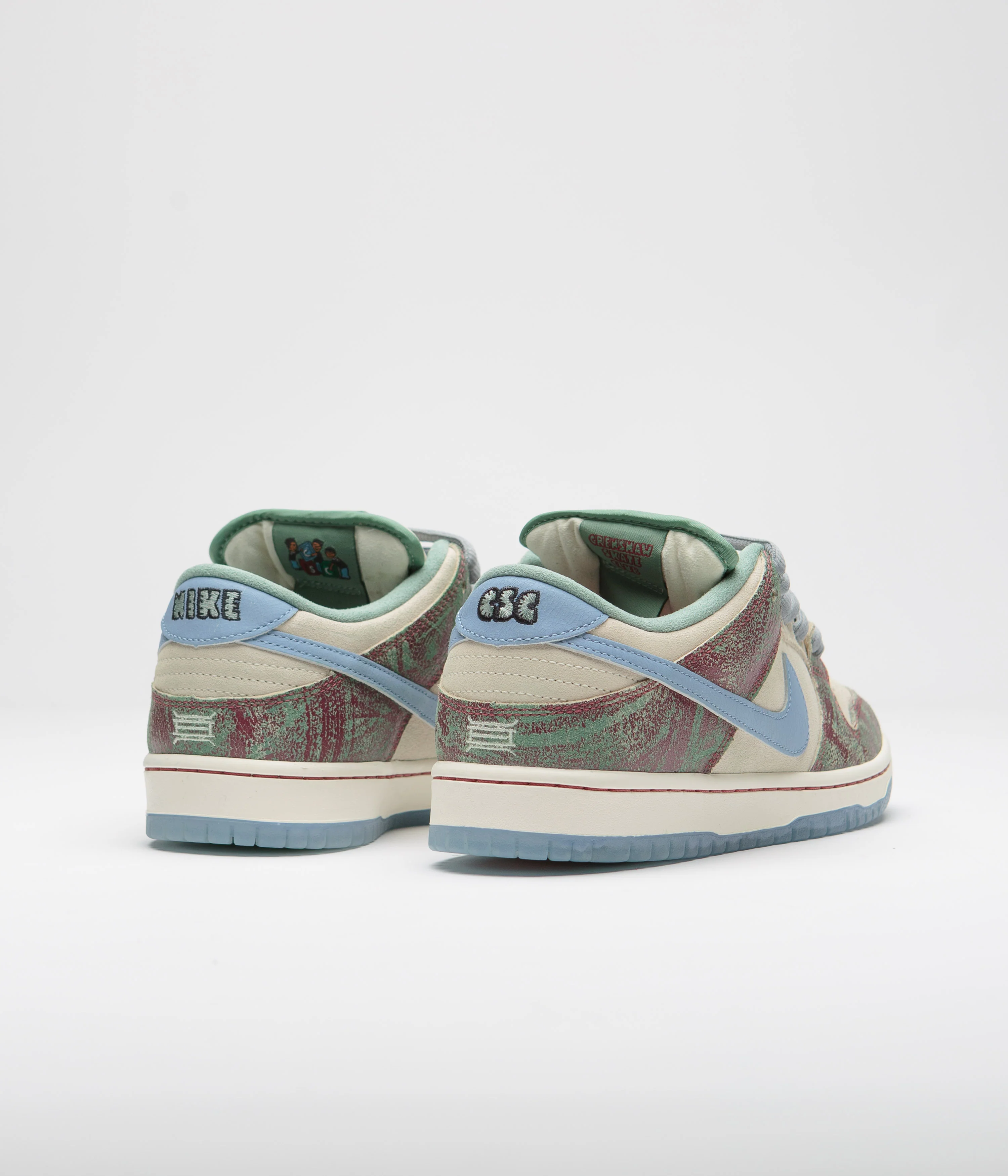 Nike SB x Crenshaw Skate Club Dunk Low Shoes - Sail / Light Blue - Cedar - Image 5