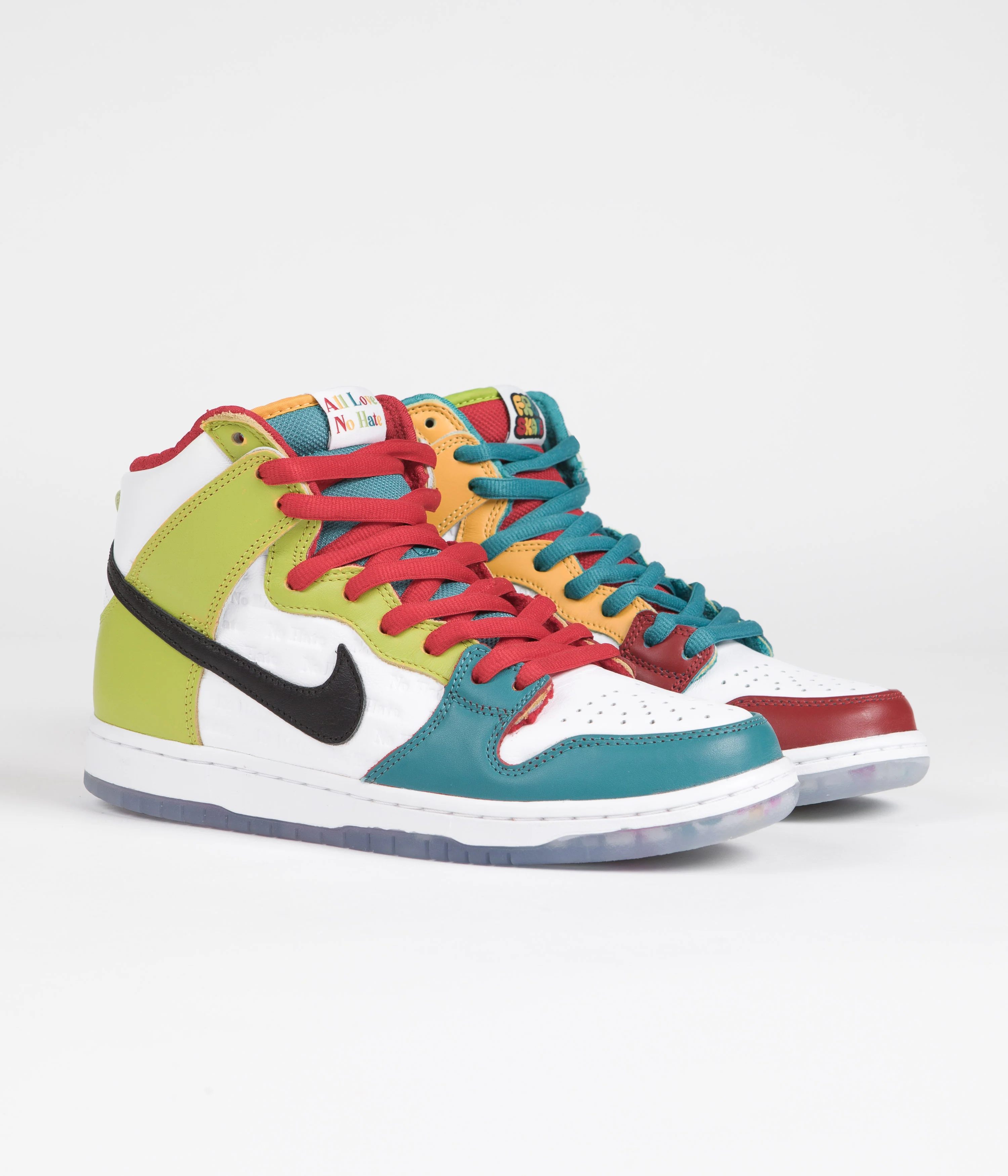 Nike SB x froSkate Dunk High Pro 'All Love' Shoes - White / Metallic Gold - University Red - Image 2