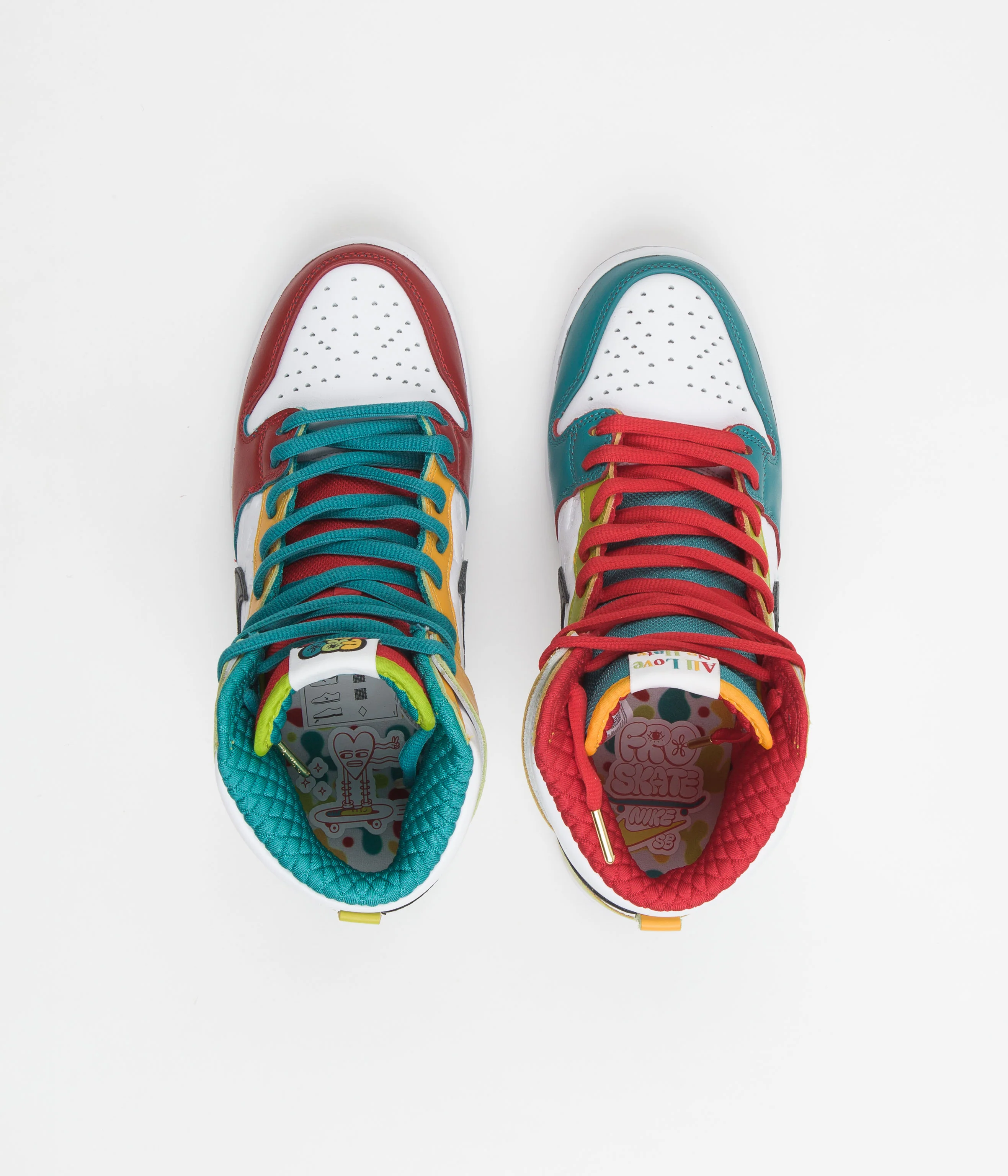 Nike SB x froSkate Dunk High Pro 'All Love' Shoes - White / Metallic Gold - University Red - Image 8
