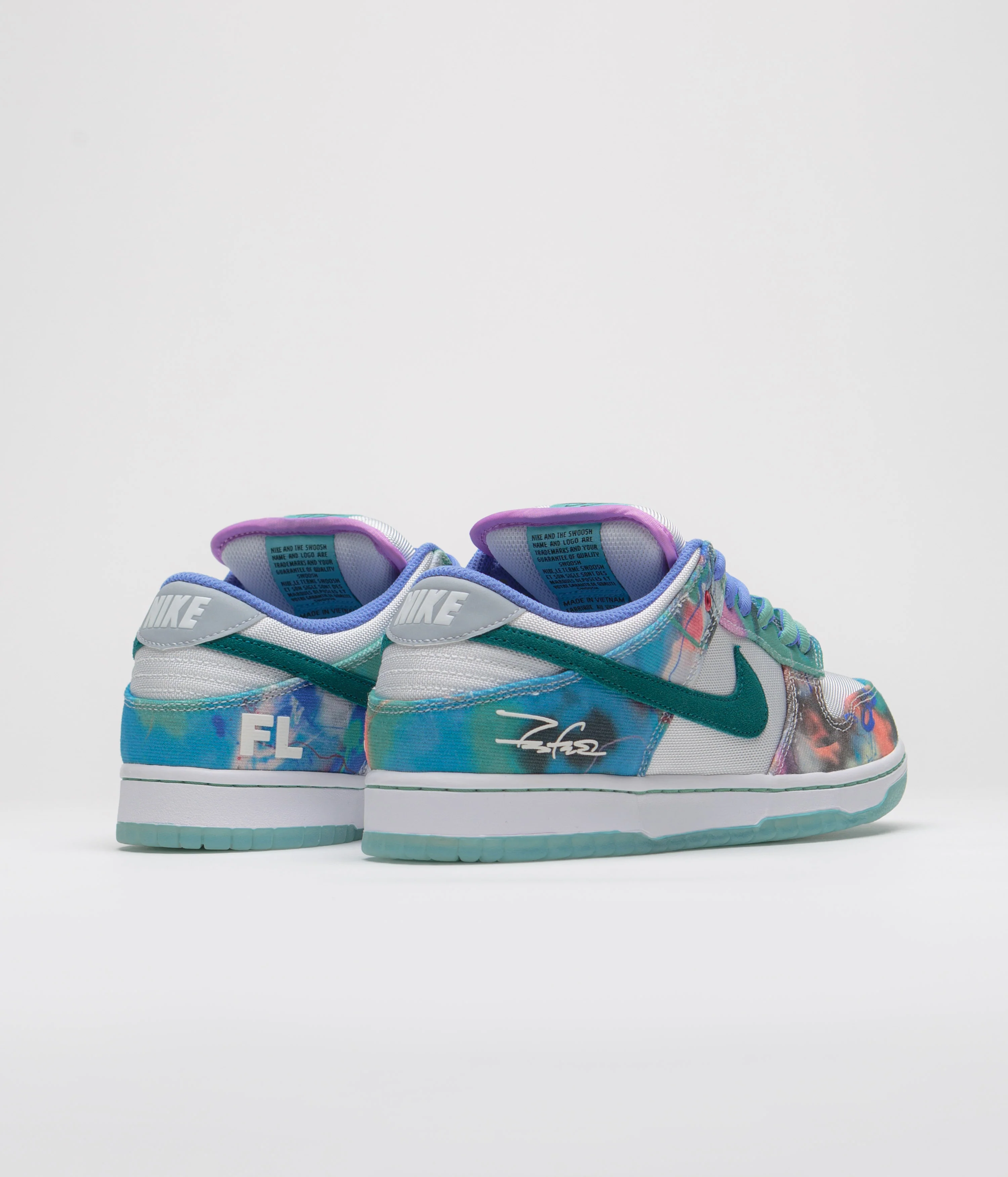 Nike SB x Futura Laboratories Dunk Low OG Shoes - Bleached Aqua / Geode Teal - White - Image 4