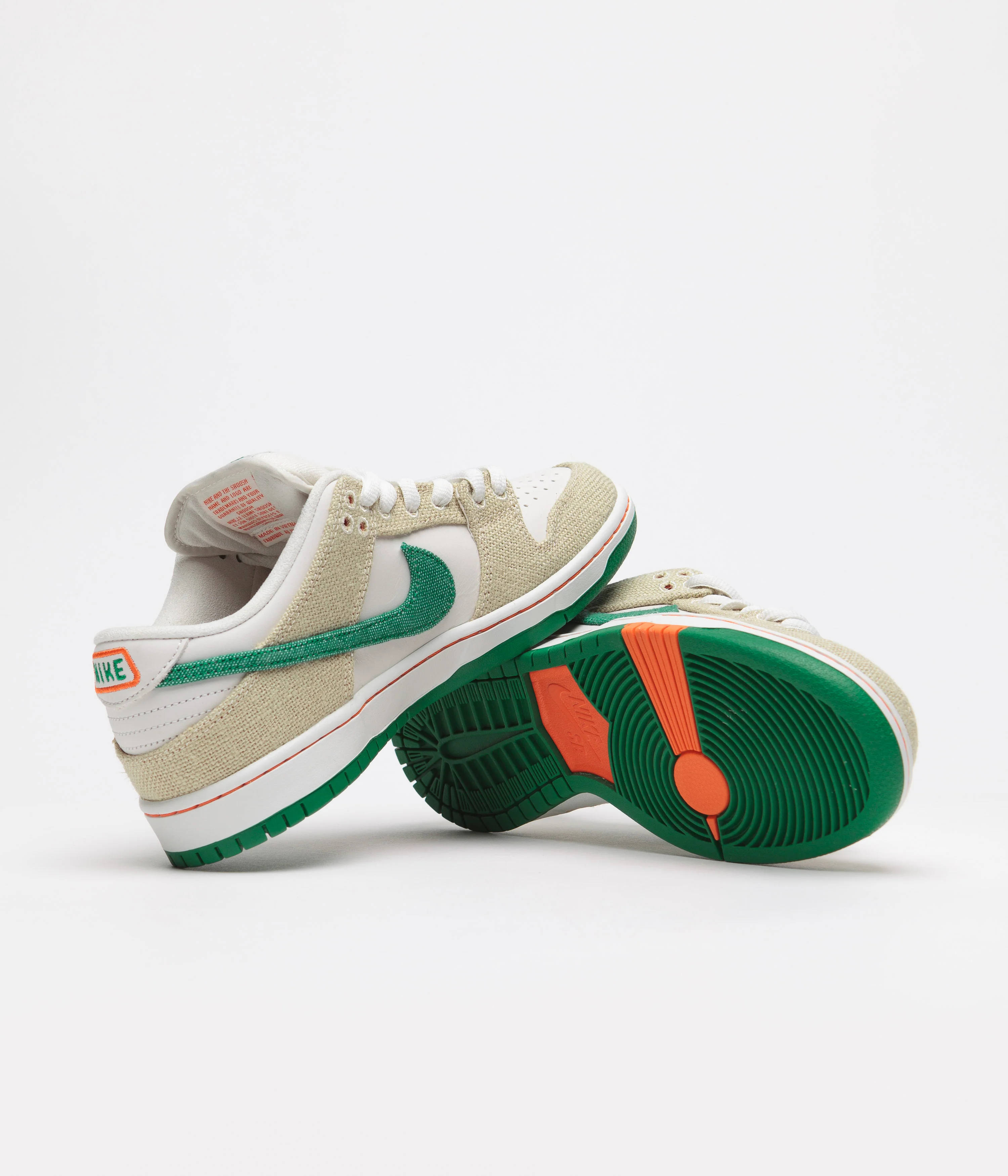 Nike SB x Jarritos Dunk Low Pro Shoes - Phantom / Safety Orange - Malachite - Image 5
