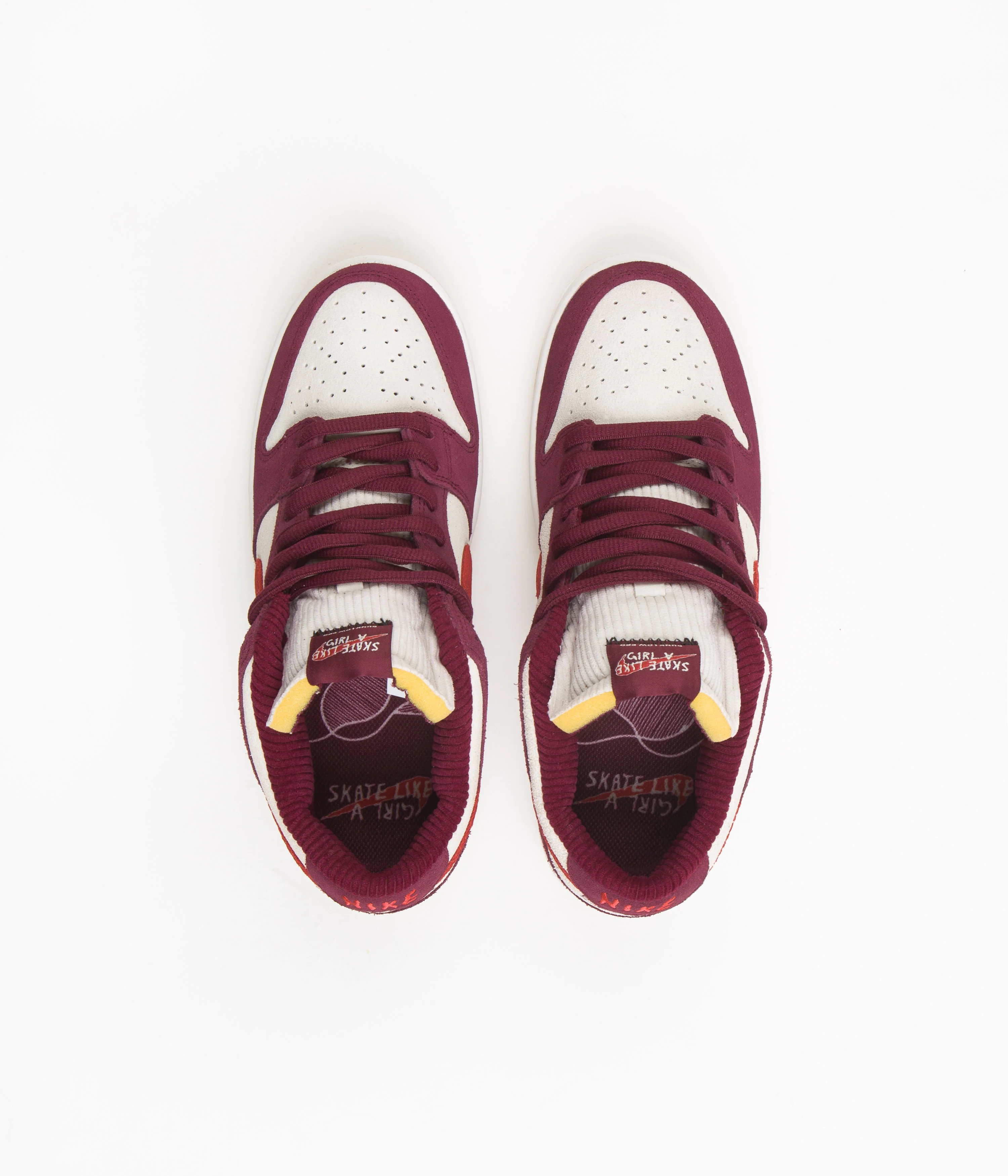 Nike SB x Skate Like A Girl Dunk Low Shoes - Dark Beetroot / Light Crimson - Light Bone - Image 7