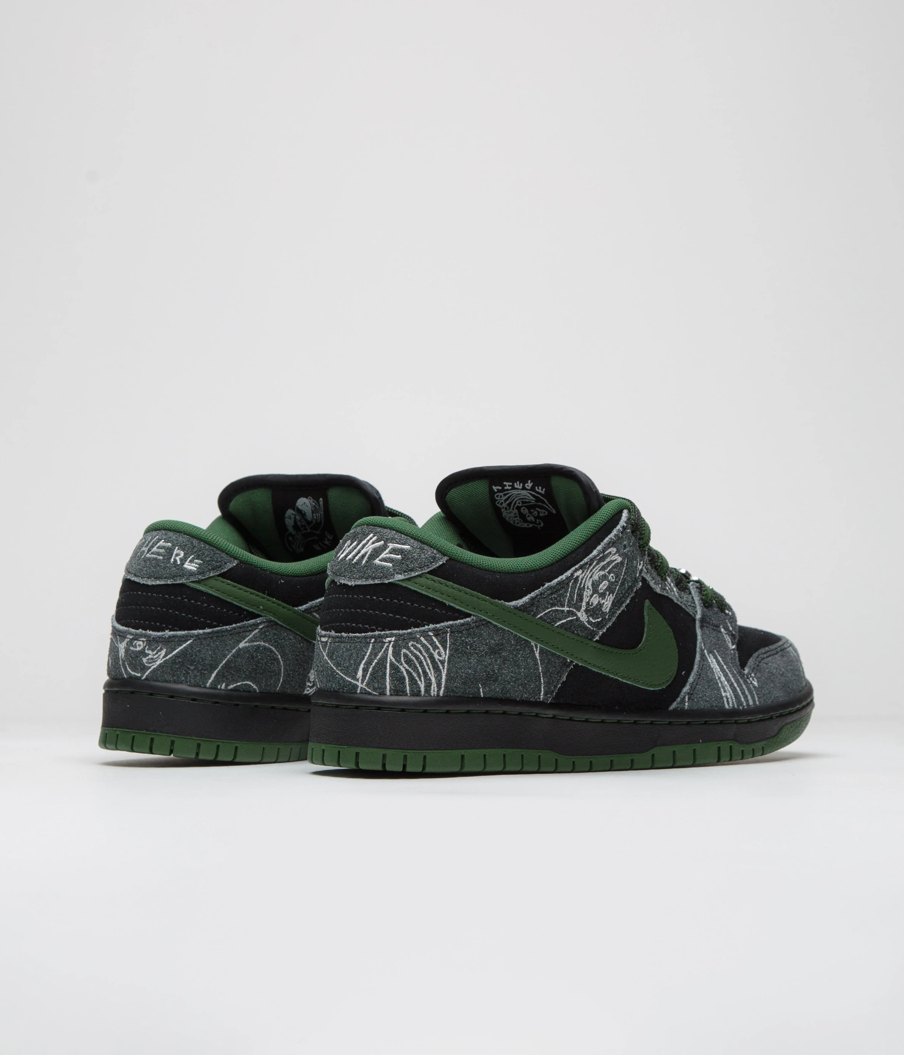 Nike SB x There Skateboards Dunk Low Shoes - Black / Gorge Green - Summit White - Image 4