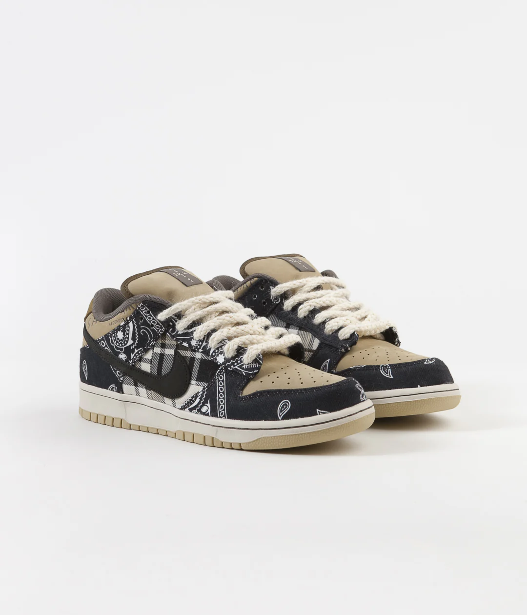 Nike SB x Travis Scott Dunk Low Premium Shoes - Black / Black - Parachute Beige - Petra Brown - Image 9